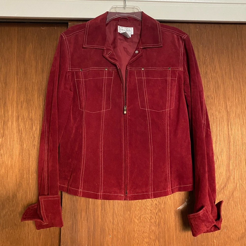 Red leather suede jacket